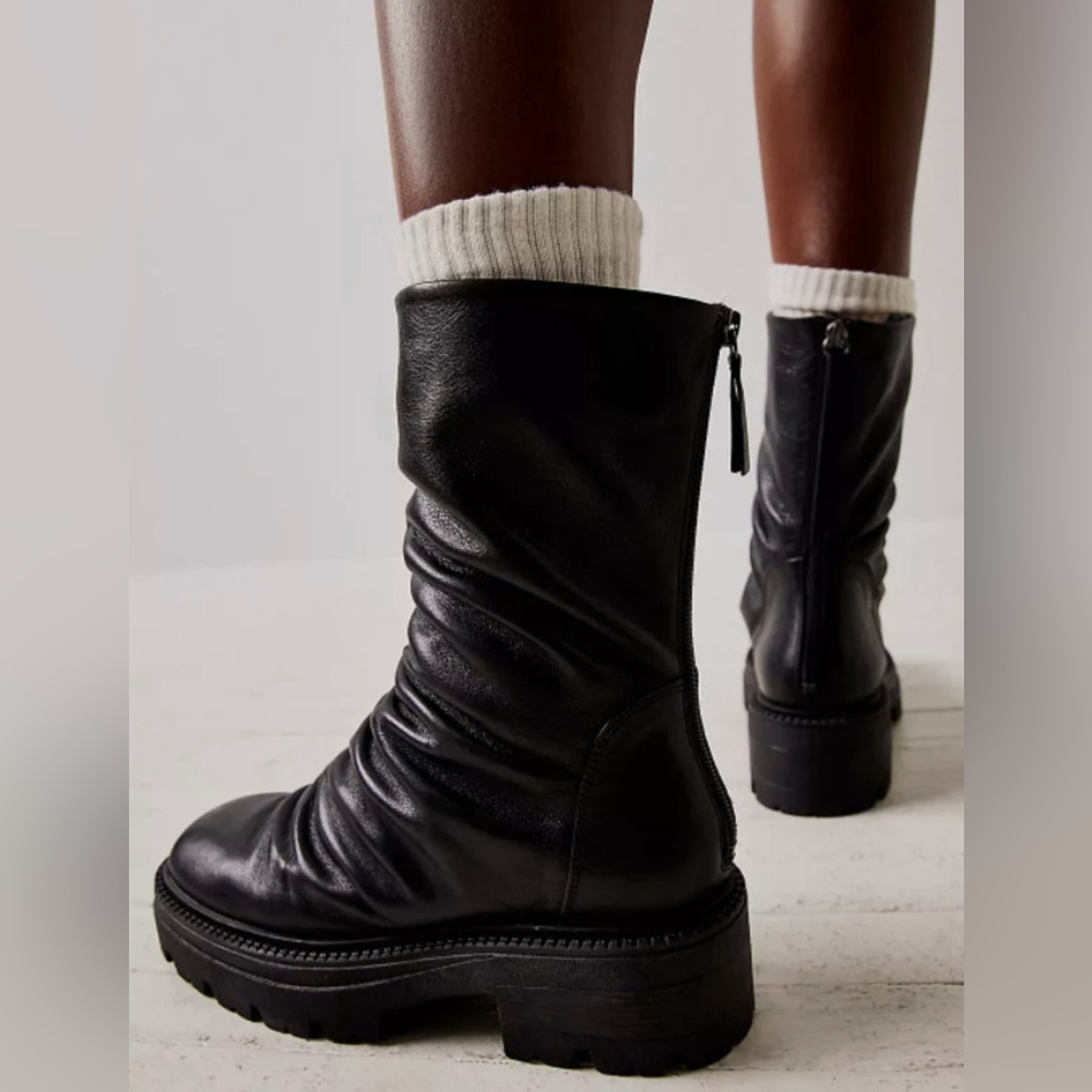 New In Box Free People Emma Ruche black leather boots - Picture 6 of 16